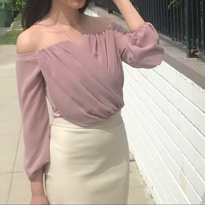 Windsor pink crop top with sleeves